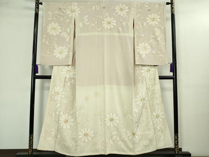 平和屋本店●極上　アンティーク　大正ロマン　訪問着　駒刺繍　花唐草文　金糸　逸品　DZAB3029kh6