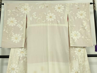 平和屋本店●極上　アンティーク　大正ロマン　訪問着　駒刺繍　花唐草文　金糸　逸品　DZAB3029kh6