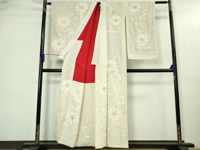 平和屋本店●極上　アンティーク　大正ロマン　訪問着　駒刺繍　花唐草文　金糸　逸品　DZAB3029kh6