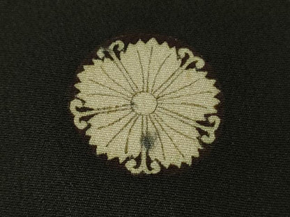 平和屋着物●極上　アンティーク　大正ロマン　振袖　駒刺繍　渡橋花松文　暈し染め　黒地　金彩　逸品　DZAB3030kh6
