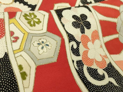 平和屋本店●極上　アンティーク　大正ロマン　振袖　駒刺繍　立波花松文　金彩　逸品　DZAB3031kh6