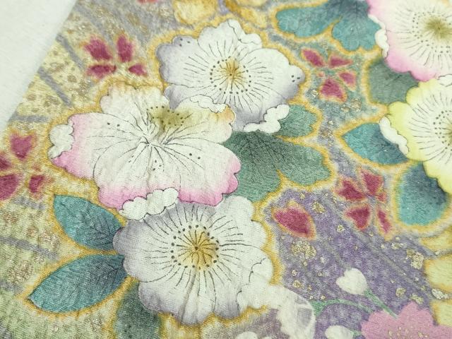 平和屋着物●極上　振袖　辻が花　暈し染め　金彩　金通し地　逸品　DZAB3035kh6
