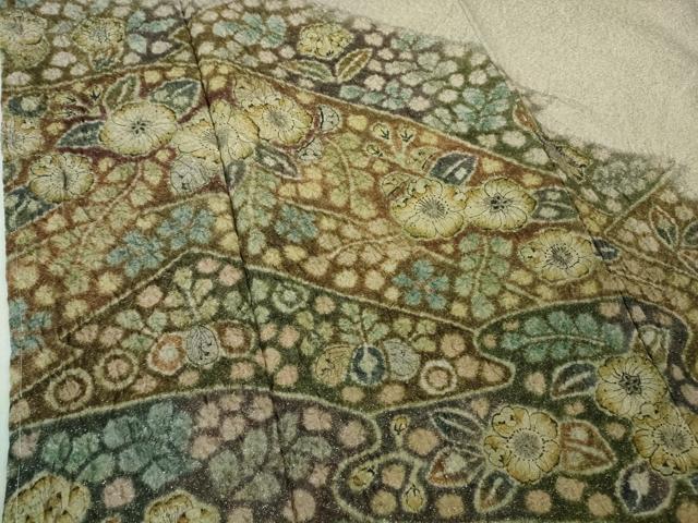 平和屋着物●極上　樋熊哲也　訪問着　辻が花　絞り　手描き　訪問着　薄柿色地　暈し染め　金通し地　逸品　未使用　DZAB3036kh6