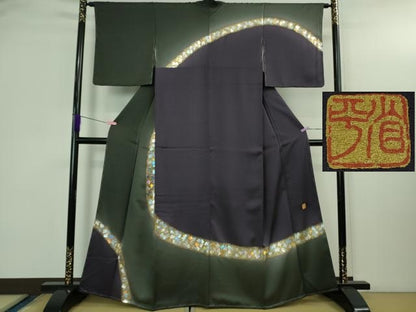 平和屋着物●極上　金彩友禅作家　金彩の魔術師　堀省平　金煌織　訪問着　箔散らし　暈し染め　金銀彩　逸品　未使用　DZAB3037kh6