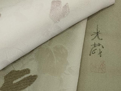平和屋着物●極上　西陣 五十嵐織物 一刀彫 彫匠 三代目五十嵐光蔵 小紋 お召地 天鵞絨 ビロード　蔦の葉文　暈し染め　逸品　DZAB3039kh6