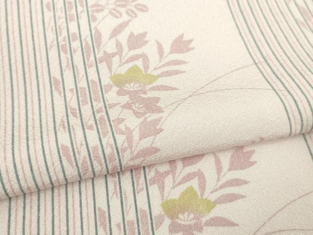平和屋着物▽極上 小紋 単衣 はなゆうび 反端付き 逸品 DZAB3040kh6
