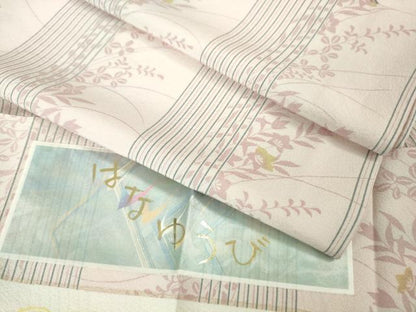 平和屋着物▽極上 小紋 単衣 はなゆうび 反端付き 逸品 DZAB3040kh6