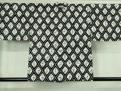 平和屋着物＃極上　道中着　絞り　菱文　黒地　逸品　未使用　DZAB3054kh6