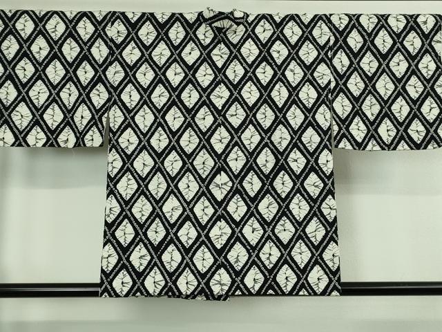 平和屋着物＃極上　道中着　絞り　菱文　黒地　逸品　未使用　DZAB3054kh6