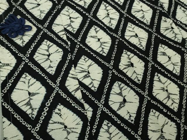 平和屋着物＃極上　道中着　絞り　菱文　黒地　逸品　未使用　DZAB3054kh6