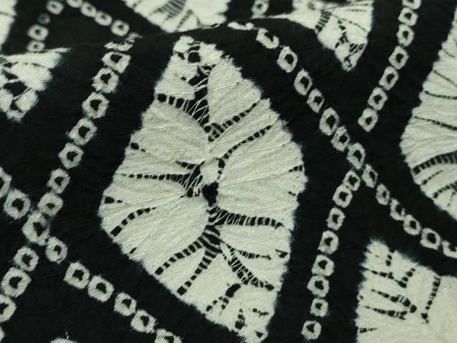 平和屋着物＃極上　道中着　絞り　菱文　黒地　逸品　未使用　DZAB3054kh6