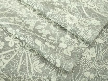 平和屋着物■極上　天目織　道行コート　ロング丈　扇面花文　逸品　DZAB3056kh6