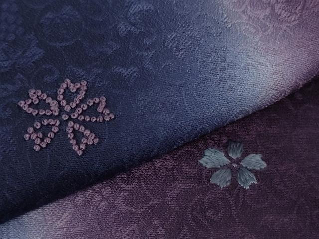 平和屋着物＃極上　中国三大刺繍　相良刺繍　道中着　ロング丈　舞花文　暈し染め　逸品　未使用　DZAB3058kh6
