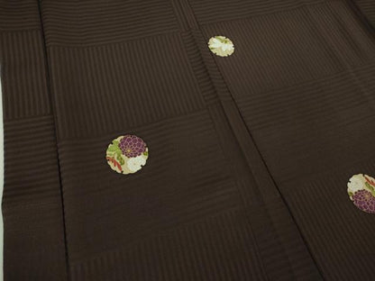 平和屋着物∞極上　長羽織　雪輪花文　烏羽色地　金彩　羽織紐付き　逸品　DZAB3064kh6