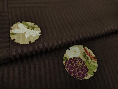 平和屋着物∞極上　長羽織　雪輪花文　烏羽色地　金彩　羽織紐付き　逸品　DZAB3064kh6