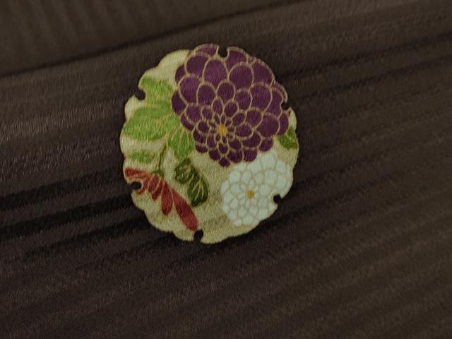 平和屋着物∞極上　長羽織　雪輪花文　烏羽色地　金彩　羽織紐付き　逸品　DZAB3064kh6