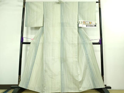 平和屋着物▽極上　本塩沢　やまだ織　200色　単衣　大坪シズイ作　証紙付き　逸品　DZAB3068kh6