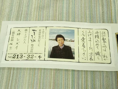 平和屋着物▽極上　本塩沢　やまだ織　200色　単衣　大坪シズイ作　証紙付き　逸品　DZAB3068kh6
