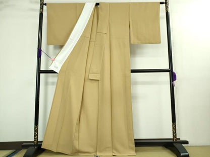 平和屋着物▽極上 洗える最高級着物 ＜英＞はなぶさ謹製 色無地 単衣 枯色 たとう紙付き 逸品 DZAB3069kh6