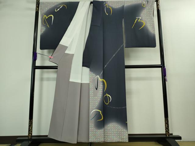 平和屋本店●極上　本加賀友禅作家　由水煌人　訪問着　深縹色地　暈し染め　逸品　DZAB3070kh6