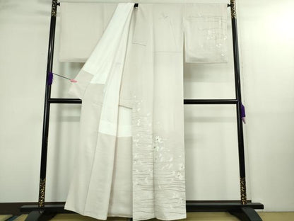 平和屋本店●極上　山口美術織物 皇室 伊勢神宮御用 西陣織　訪問着　総刺繍　錦繍　枝花文　桜色地　金銀糸　反端付き　逸品　DZAB3076kh6