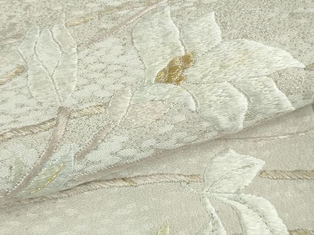 平和屋本店●極上　山口美術織物 皇室 伊勢神宮御用 西陣織　訪問着　総刺繍　錦繍　枝花文　桜色地　金銀糸　反端付き　逸品　DZAB3076kh6