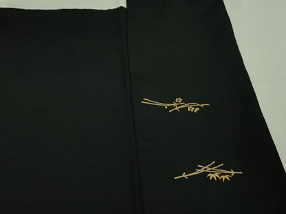 平和屋本店●極上　訪問着　総刺繍　宝尽くし　黒地　金糸　逸品　DZAB3077kh6