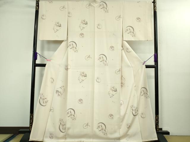 平和屋着物●極上　小紋　雪輪　草花文　桜色地　逸品　DZAB3083kh6