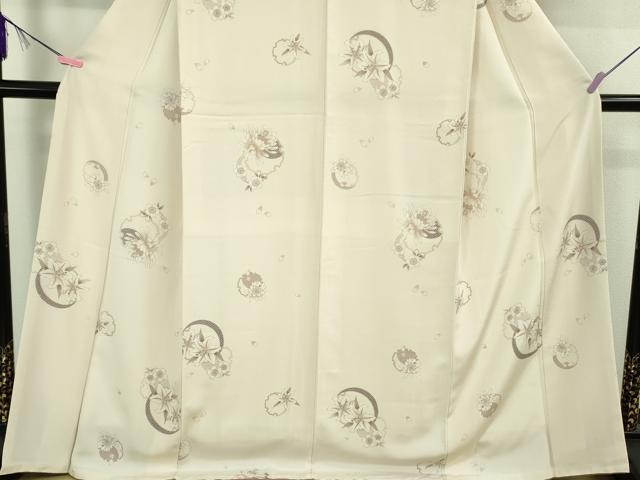 平和屋着物●極上　小紋　雪輪　草花文　桜色地　逸品　DZAB3083kh6