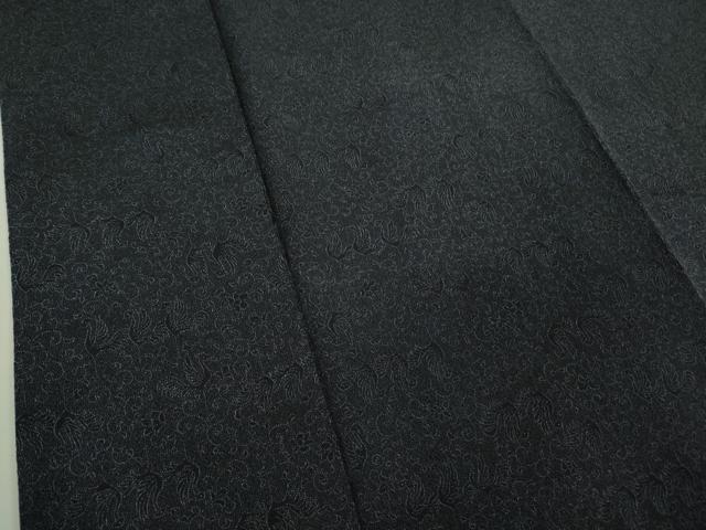 平和屋着物●極上　重要無形文化財　人間国宝　中村勇二郎　江戸小紋　平等院鳳凰　藍鉄色×黒色　鬼しぼ縮緬　逸品　DZAB3084kh6