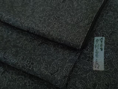 平和屋着物●極上　重要無形文化財　人間国宝　中村勇二郎　江戸小紋　平等院鳳凰　藍鉄色×黒色　鬼しぼ縮緬　逸品　DZAB3084kh6