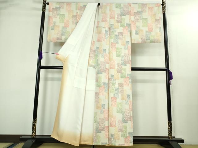平和屋本店●極上　重要無形文化財　人間国宝　中村勇二郎　江戸小紋　色紙花文　逸品　DZAB3085kh6