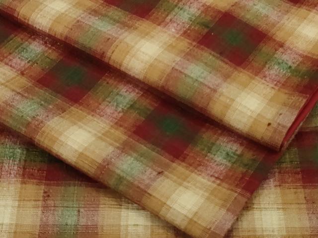 平和屋本店●極上　郡上紬　草木染　格子　逸品　DZAB3091kh6