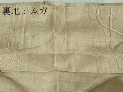 平和屋着物●極上　インド・アッサム　野蚕糸　手織　ムガシルク　逸品　DZAB3092kh6