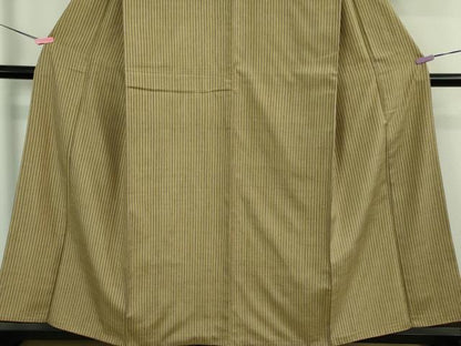 平和屋本店●極上　本場結城紬　重要無形文化財　縞　証紙付き　逸品　DZAB3094kh6
