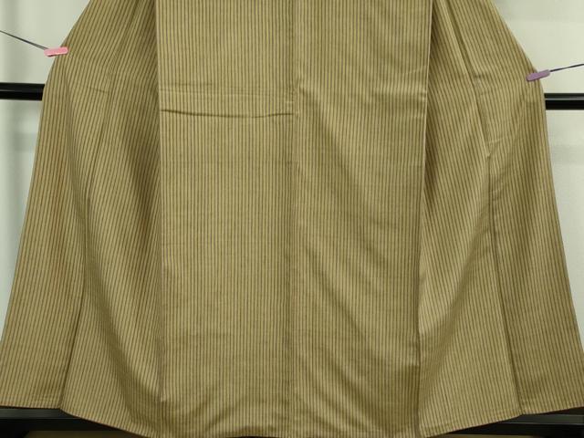 平和屋本店●極上　本場結城紬　重要無形文化財　縞　証紙付き　逸品　DZAB3094kh6