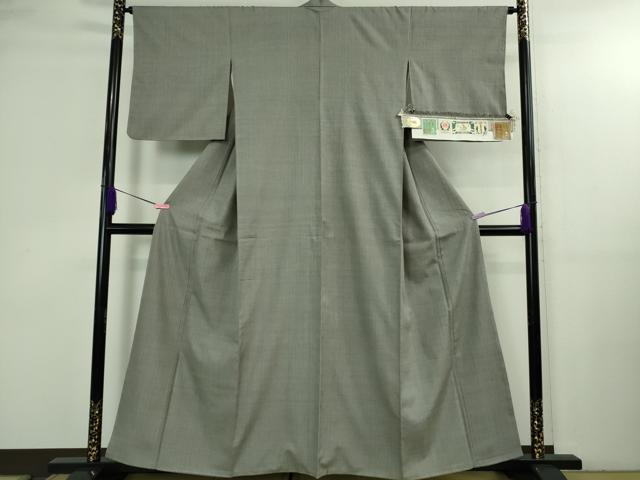 平和屋本店●極上　本場結城紬　重要無形文化財　色無地　灰色　証紙付き　逸品　未使用　DZAB3096kh6