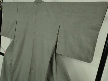 平和屋本店●極上　本場結城紬　重要無形文化財　色無地　灰色　証紙付き　逸品　未使用　DZAB3096kh6