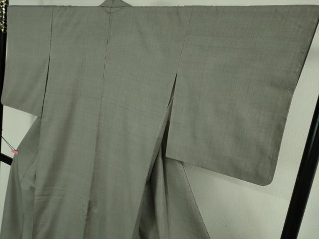 平和屋本店●極上　本場結城紬　重要無形文化財　色無地　灰色　証紙付き　逸品　未使用　DZAB3096kh6