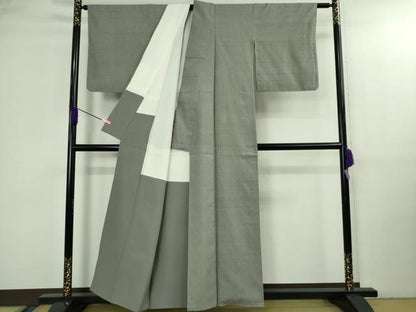 平和屋本店●極上　本場結城紬　重要無形文化財　色無地　灰色　証紙付き　逸品　未使用　DZAB3096kh6