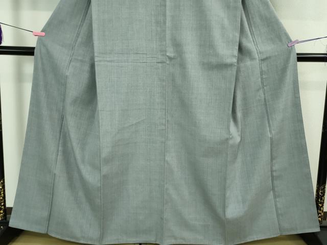 平和屋本店●極上　本場結城紬　重要無形文化財　色無地　藍鼠色　逸品　未使用　DZAB3097kh6