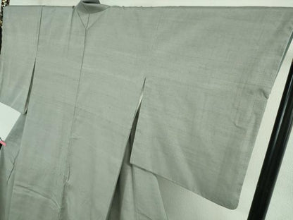 平和屋本店●極上　真綿結城紬　色無地　灰青色　織元おだや謹製　証紙付き　逸品　DZAB3098kh6