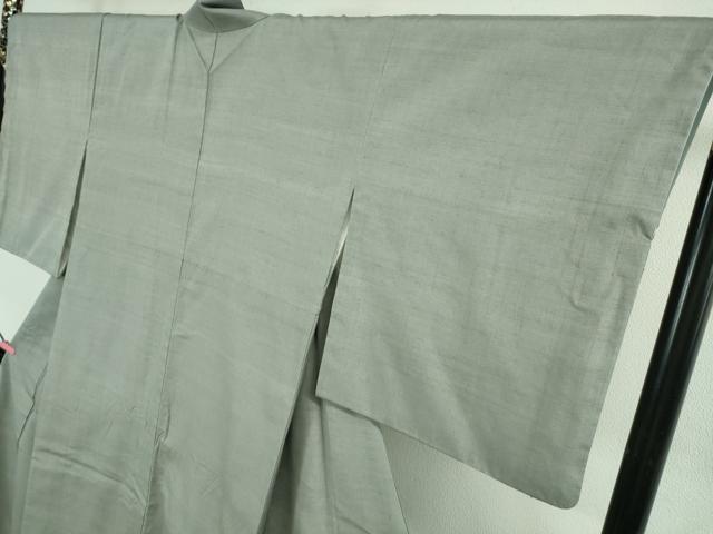 平和屋本店●極上　真綿結城紬　色無地　灰青色　織元おだや謹製　証紙付き　逸品　DZAB3098kh6