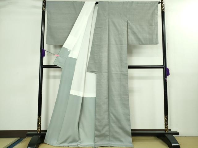 平和屋本店●極上　真綿結城紬　色無地　灰青色　織元おだや謹製　証紙付き　逸品　DZAB3098kh6