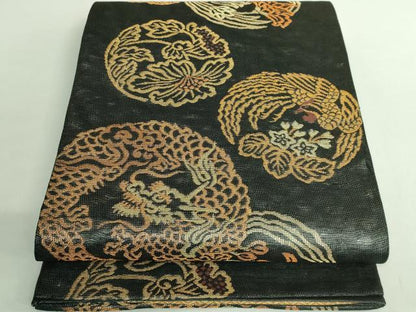 平和屋着物●極上　創業280年　誉田屋源兵衛　六通柄袋帯　龍　鳳凰花丸文　楼蘭織　金銀糸　逸品　DZAB3106kh6