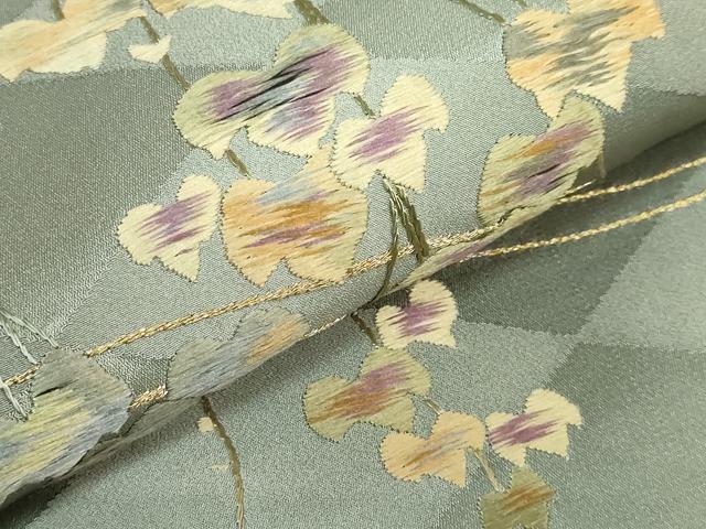 平和屋着物●極上　アンティーク　大正ロマン　太鼓柄袋帯　総手刺繍　流水蔦の葉文　金糸　逸品　DZAB3114kh6