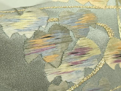 平和屋着物●極上　アンティーク　大正ロマン　太鼓柄袋帯　総手刺繍　流水蔦の葉文　金糸　逸品　DZAB3114kh6
