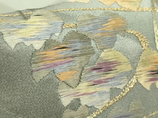 平和屋着物●極上　アンティーク　大正ロマン　太鼓柄袋帯　総手刺繍　流水蔦の葉文　金糸　逸品　DZAB3114kh6