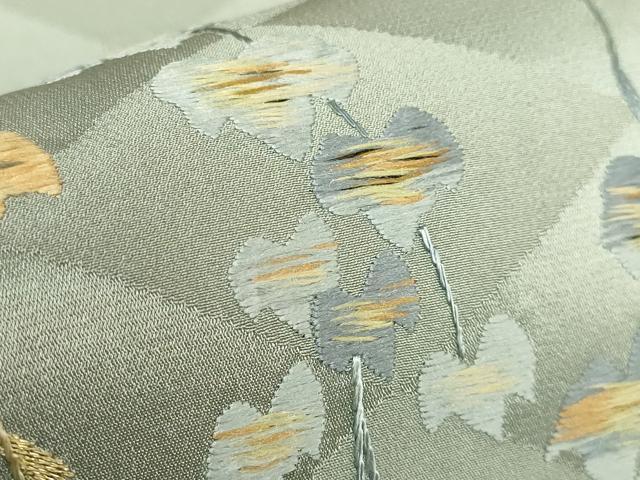 平和屋着物●極上　アンティーク　大正ロマン　太鼓柄袋帯　総手刺繍　流水蔦の葉文　金糸　逸品　DZAB3114kh6