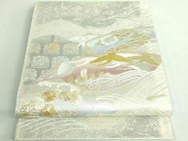平和屋着物●極上　金彩友禅　卓越技能者・名工・和田光正監修　光阿弥　太鼓柄袋帯　道長名物裂文　金銀彩　逸品　DZAB3117kh6